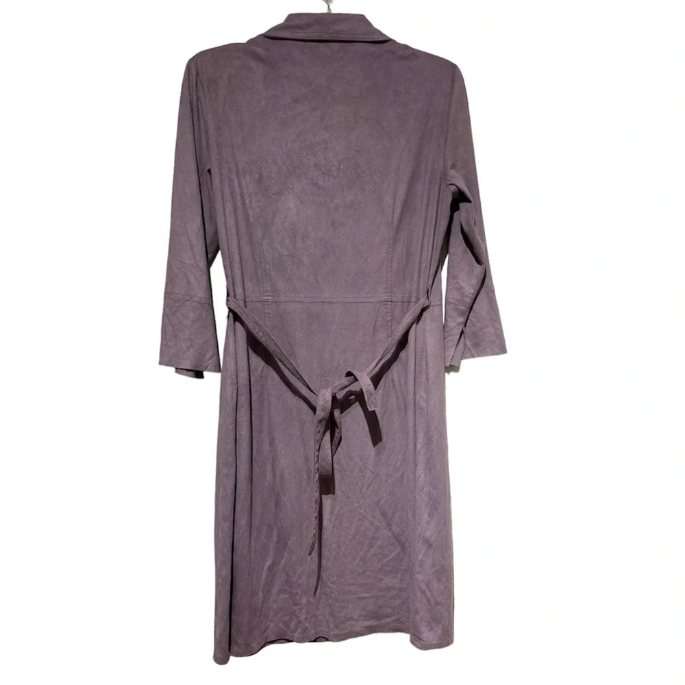 J Jill Suede V Neck Wrap Dress Sz 8 Dusky Purple Lavender - Picture 2 of 9